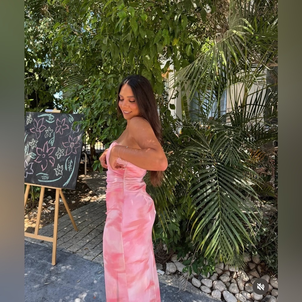 Zara mesh Pink Strapless Dress corset midi maxi bodycon evening party - Picture 3 of 13
